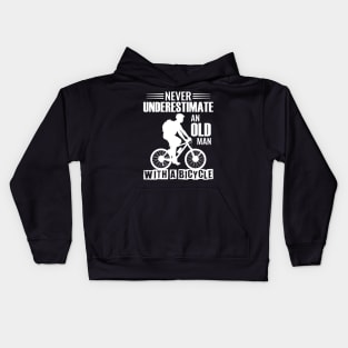 Never underestimate an old man with a bicycle Kids Hoodie